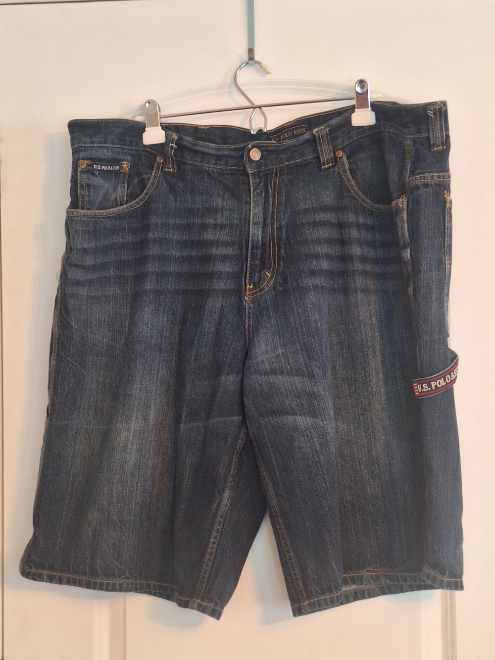 U.S. Polo Assn. Men’s Washed Blue Denim Cargo Jean Shorts